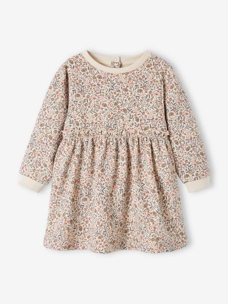 Fleece Dress for Babies golden beige+night blue+sand beige 