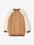 College-Style Dual Fabric Jacket, Bouclé Knit Letter, for Girls camel 