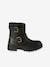 Leather Ankle Boots with Straps & Zips for Girls black 