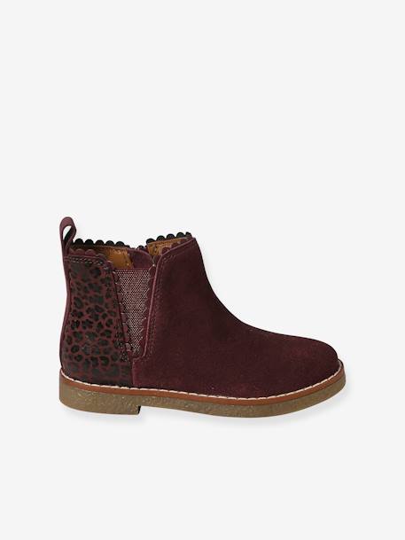 Leather Boots for Girls, Designed for Autonomy bordeaux red 