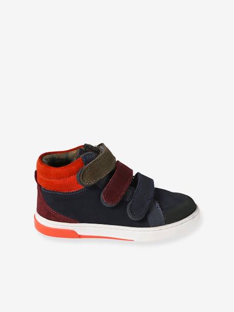 High-Top Leather Trainers for Children, Designed for Autonomy navy blue 