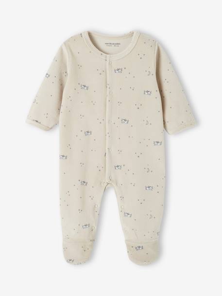 Pack of 2 Sleepsuits in Velour for Newborn Babies cappuccino+golden yellow+grey blue 