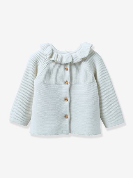 Cardigan with Frilly Collar for Babies, CYRILLUS ecru 