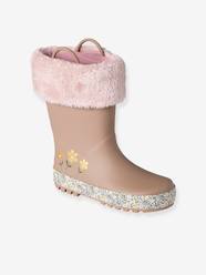 -Natural Rubber Wellies with Fur Lining, for Children