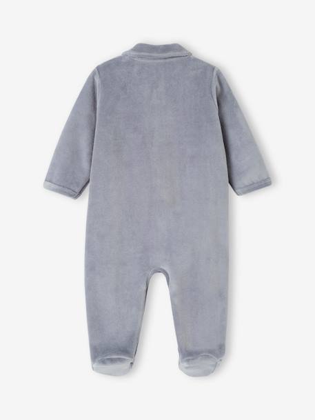 Pack of 2 Sleepsuits in Velour for Newborn Babies cappuccino+golden yellow+grey blue 