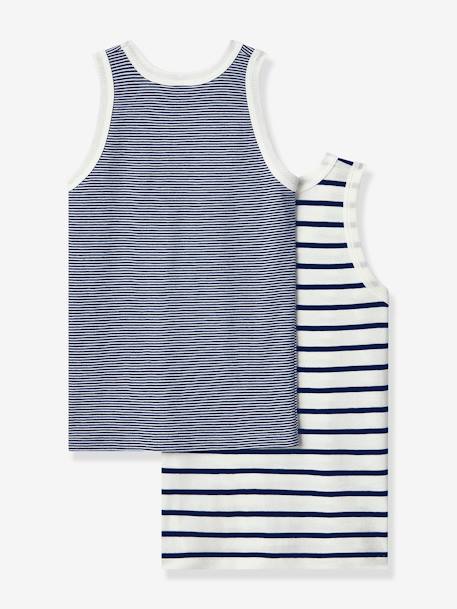 Pack of 2 Organic Cotton Tank Tops by Petit Bateau set blue 