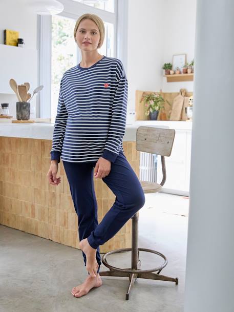 Striped Pyjamas for Maternity navy blue 