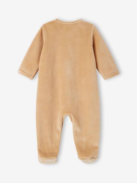 Pack of 2 Sleepsuits in Velour for Newborn Babies cappuccino+golden yellow+grey blue 