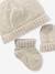 Knitted Beanie + Mittens + Booties Set for Newborn Babies hazel+marl beige 