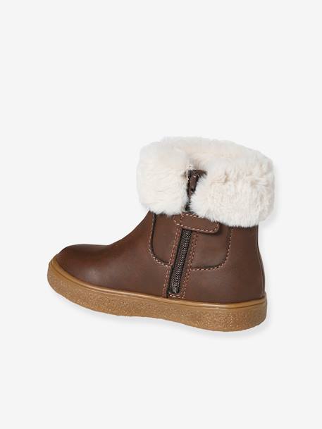 Zipped Boots with Fur Lining, for Girls, Designed for Autonomy brown 