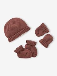 Baby-Knitted Beanie + Mittens + Booties Set for Newborn Babies