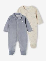 Baby-Pyjamas-Pack of 2 Sleepsuits in Velour for Newborn Babies