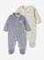 Pack of 2 Sleepsuits in Velour for Newborn Babies cappuccino+golden yellow+grey blue 