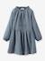 Cotton Gauze Dress for Girls, by CYRILLUS almond green+grey 