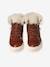 High Top Leather Trainers with Faux Fur for Girls brown 