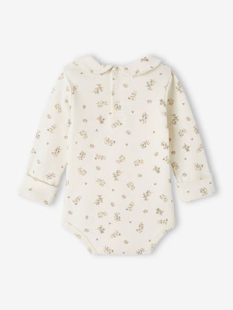 Floral Progressive Bodysuit with Peter Pan Collar for Babies ecru 