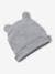 Rib Knit Beanie + Mittens + Booties + Pouch Set for Newborn Babies grey blue 