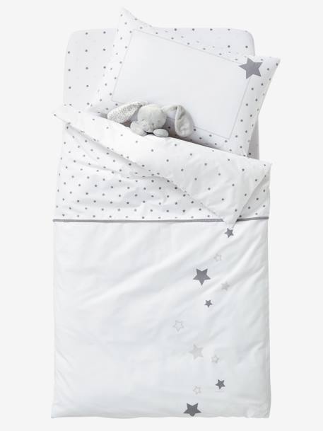 Baby Fitted Sheet, Star Shower Theme White/Print 