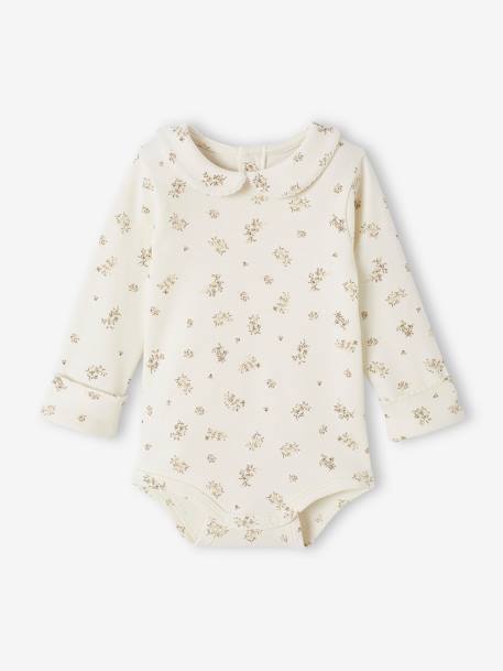 Floral Progressive Bodysuit with Peter Pan Collar for Babies ecru 