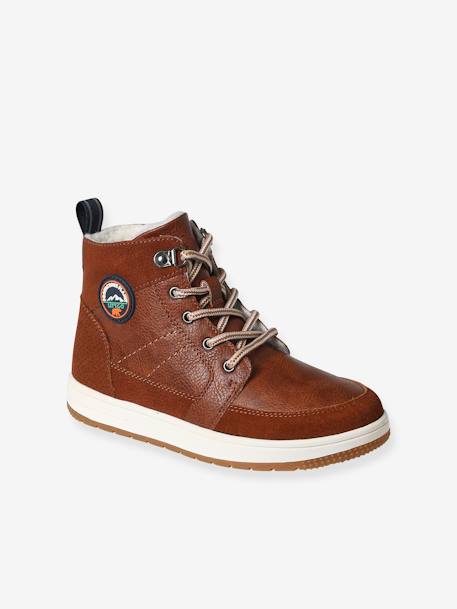 High-Top Trainers with Laces & Zips for Children brown 