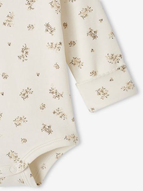 Floral Progressive Bodysuit with Peter Pan Collar for Babies ecru 