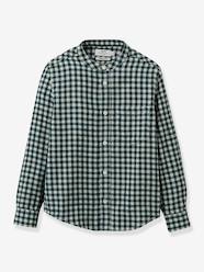 Boys-Shirts-Gingham Shirt with Mandarin Collar for Boys, by Cyrillus