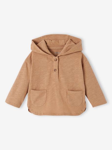 Top with Hood in Slub Jersey Knit for Babies cappuccino 