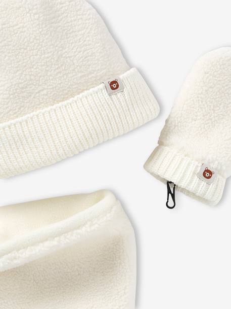 Bear Mood Combo for Babies: Hood + Snood + Mittens in Sherpa ecru 