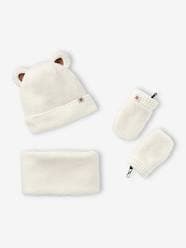 Bear Mood Combo for Babies: Hood + Snood + Mittens in Sherpa