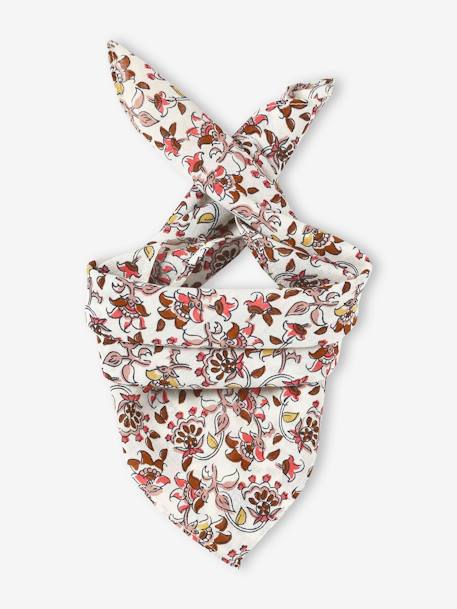 Floral Print Scarf for Baby Girls ecru 