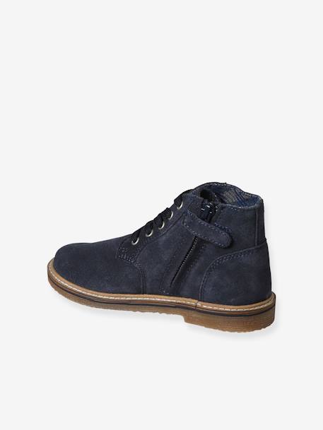 Leather Boots with Laces & Zip for Children, Designed for Autonomy navy blue 