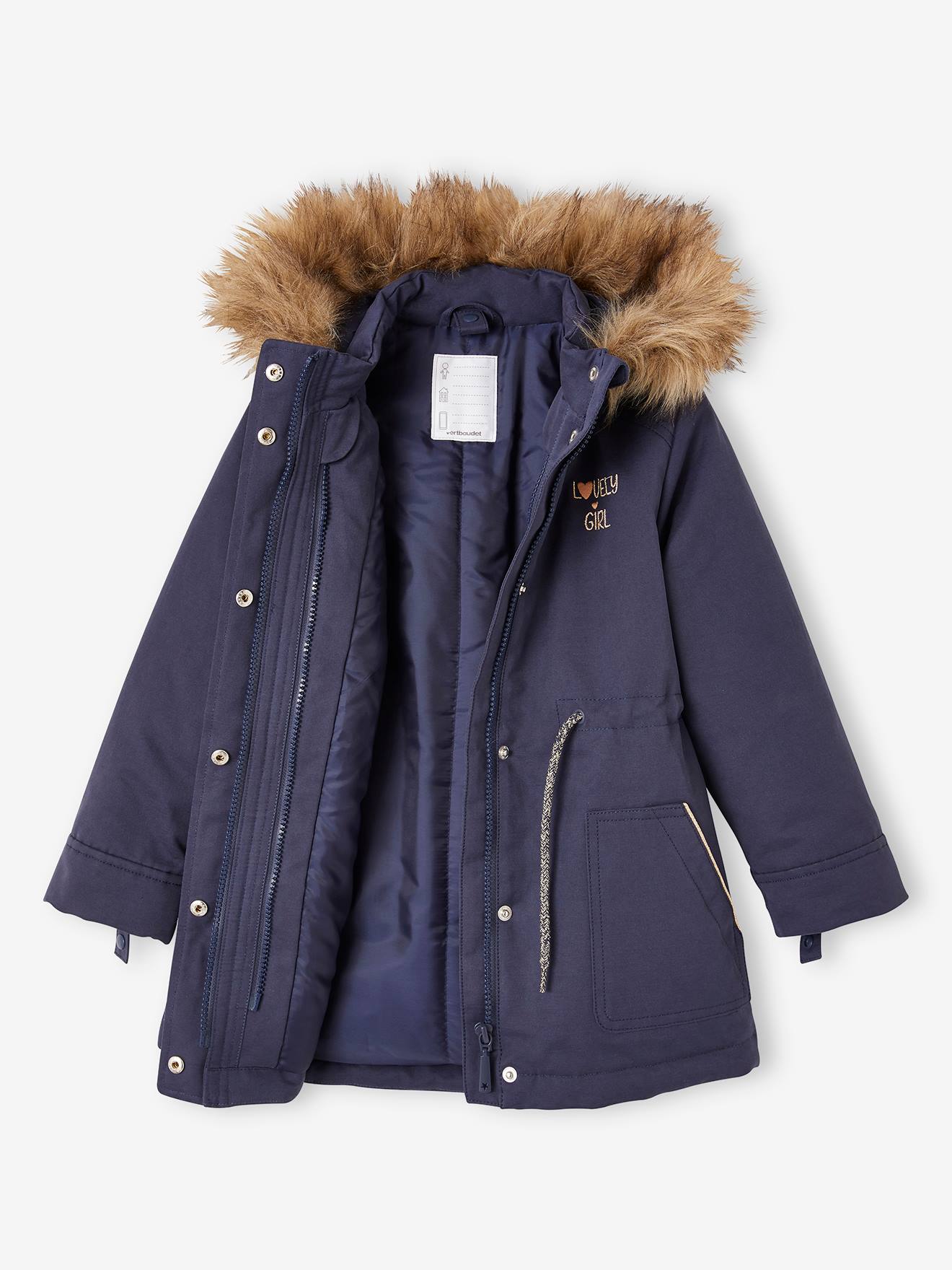 Girls navy cheap parka coat