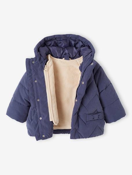 3-in-1 Quilted Coat for Babies aqua green+rose+slate blue 