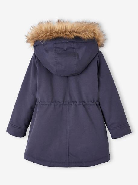 3-in-1 Parka with Hood for Girls navy blue+PURPLE MEDIUM SOLID 