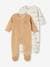 Pack of 2 Sleepsuits in Velour for Newborn Babies cappuccino+golden yellow+grey blue 