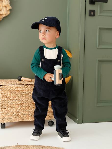 4-Piece Ensemble: Top + Dungarees + Cap + Socks for Babies night blue 