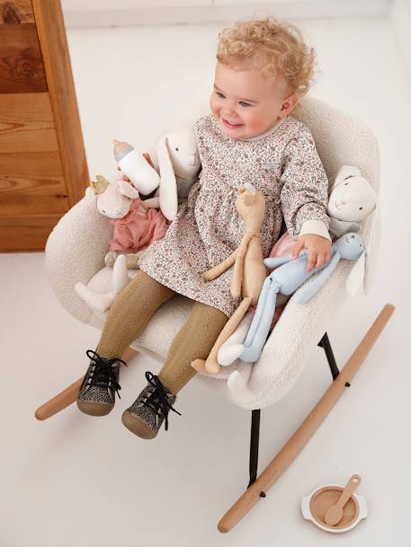 Fleece Dress for Babies golden beige+night blue+sand beige 