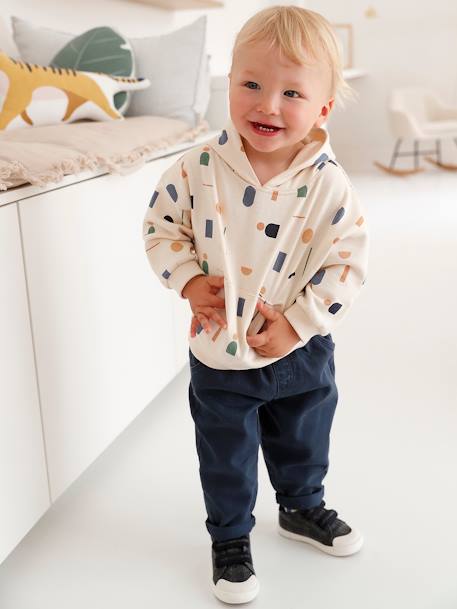 Fleece Sweatshirt & Twill Trousers Ensemble for Babies night blue 