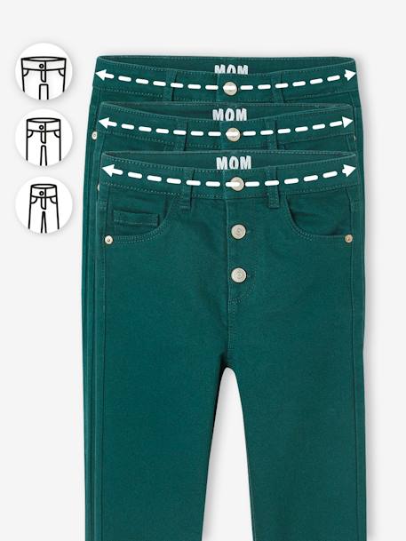 WIDE Hip, Mom Fit MorphologiK Trousers, for Girls ecru+fir green+ink blue+peach+rosy 