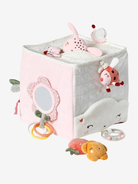 Large Activity Cube in Fabric, Pink World rose 