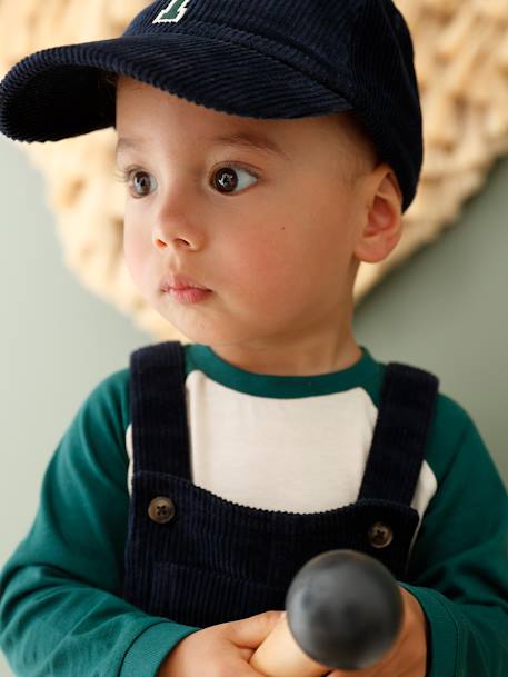 4-Piece Ensemble: Top + Dungarees + Cap + Socks for Babies night blue 