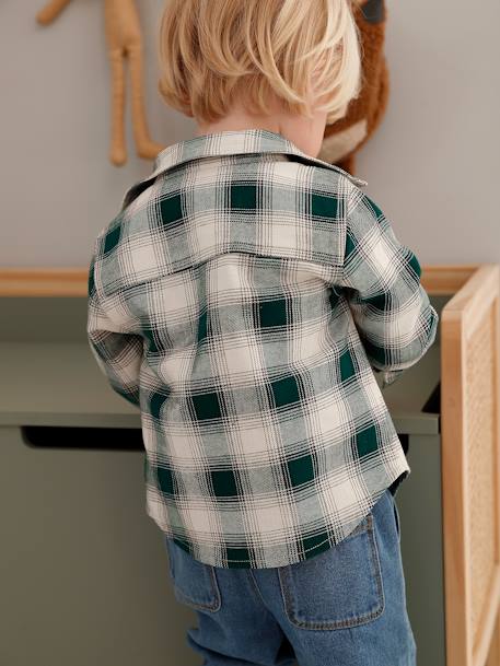 Chequered Flannel Shirt for Babies chequered green+navy blue 