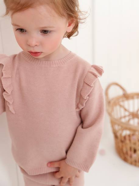 Knitted Jumper + Leggings Ensemble for Babies rosy 