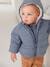 Padded Jacket with Removable Lined Hood for Babies grey blue 