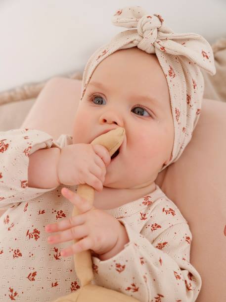 Jumpsuit in Pointelle Knit with Matching Beanie for Babies pearly grey 