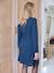 Short, Plain, Wrap-Over Dress for Maternity & Nursing navy blue 