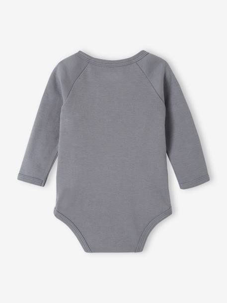 Pack of 3 Long-Sleeved Bodysuits in Organic Cotton for Newborn Babies denim blue+rosy 