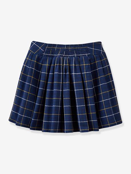 Pleated Skirt by CYRILLUS chequered navy blue 