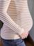 Long-Sleeved Maternity Top ochre+White Stripes 