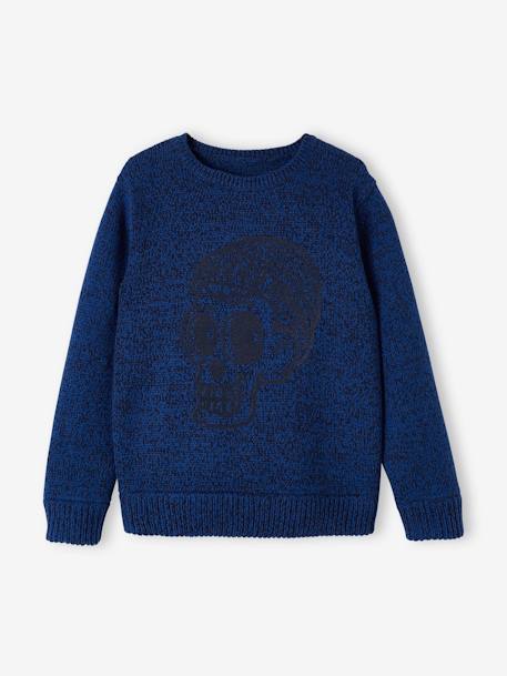 Marl Knit Jumper with Animation on the Front for Boys electric blue 